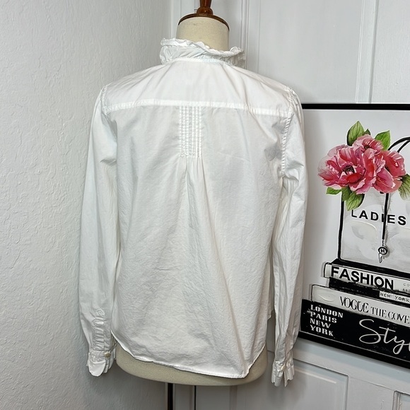 La Vie Rebecca Taylor White Ruffled Collar Tunic Blouse S - Picture 3 of 7